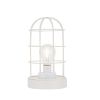 10" White Battery Operated Lamp With Cage Cylinder Shade