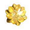 Set of Two 6" Gold Battery Operated Round Lamps With Lotus Flower Shades