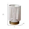 Set of Two 5" Off White Battery Operated Bedside Lamps With Rope Cylinder Shades