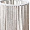 Set of Two 5" Off White Battery Operated Bedside Lamps With Rope Cylinder Shades