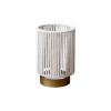 Set of Two 5" Off White Battery Operated Bedside Lamps With Rope Cylinder Shades