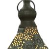 12" Gray Metal Novelty Bedside Lamp With Black Cone Shade