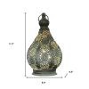 12" Gray Metal Novelty Bedside Lamp With Black Cone Shade