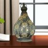 12" Gray Metal Novelty Bedside Lamp With Black Cone Shade