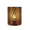 8" Bronze Battery Operated Lamp With Pierced Cylinder Shade