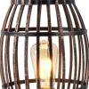 8" Black Battery Operated Novelty Bedside Lamp With Cage Shade