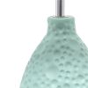 14" Blue Ceramic Round Table Lamp With White Drum Shade