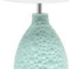 14" Blue Ceramic Round Table Lamp With White Drum Shade