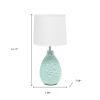 14" Blue Ceramic Round Table Lamp With White Drum Shade