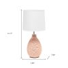 14" Pink Ceramic Round Table Lamp With White Drum Shade