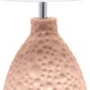14" Pink Ceramic Round Table Lamp With White Drum Shade