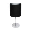 Set of Two 12" Silver Metal Table Lamp With Black Drum Shade