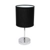 Set of Two 12" Silver Metal Table Lamp With Black Drum Shade