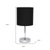 12" Black Metal Table Lamp LED With Black Drum Shade