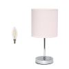 12" Silver Metal Table Lamp LED With Blush Drum Shade