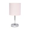 12" Silver Metal Table Lamp LED With Blush Drum Shade