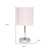 12" Silver Metal Table Lamp LED With Blush Drum Shade