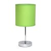Set of Two 12" Silver Metal Table Lamp With Green Drum Shade