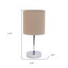 Set of Two 12" Silver Metal Table Lamp With Gray Drum Shade
