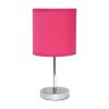 Set of Two 12" Silver Metal Table Lamp With Hot Pink Drum Shade