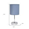 Set of Two 12" Silver Metal Table Lamp With Purple Drum Shade