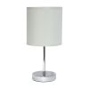 Set of Two 12" Silver Metal Table Lamp With Slate Gray Drum Shade