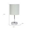 Set of Two 12" Silver Metal Table Lamp With Slate Gray Drum Shade