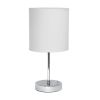 Set of Two 12" Silver Metal Table Lamp With White Drum Shade