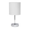 Set of Two 12" Silver Metal Table Lamp With White Drum Shade