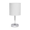 12" Silver Metal Table Lamp LED With White Drum Shade
