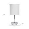 12" Silver Metal Table Lamp LED With White Drum Shade