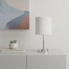 12" Silver Metal Table Lamp LED With White Drum Shade
