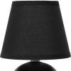 9" Black Ceramic Round Table Lamp With Black Drum Shade