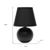 9" Black Ceramic Round Table Lamp With Black Drum Shade