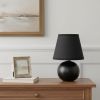 9" Black Ceramic Round Table Lamp With Black Drum Shade