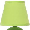 9" Green Ceramic Round Table Lamp With Green Drum Shade