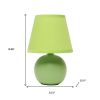 9" Green Ceramic Round Table Lamp With Green Drum Shade