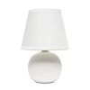 9" Off White Ceramic Round Table Lamp With Off White Drum Shade