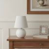 9" Off White Ceramic Round Table Lamp With Off White Drum Shade