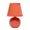 9" Orange Ceramic Round Table Lamp With Orange Drum Shade
