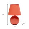 9" Orange Ceramic Round Table Lamp With Orange Drum Shade