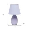 9" Purple Ceramic Round Table Lamp With Purple Drum Shade