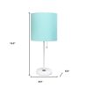 20" White Metal Table Lamp LED With Aqua Drum Shade