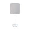 20" White Metal Table Lamp LED With Gray Drum Shade