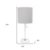 20" White Metal Table Lamp LED With Gray Drum Shade