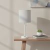 20" White Metal Table Lamp LED With Gray Drum Shade