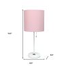 20" White Metal Table Lamp LED With Light Pink Drum Shade