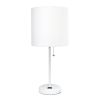 20" White Metal Table Lamp LED With White Drum Shade