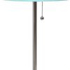 20" Silver Metal Table Lamp LED With Aqua Drum Shade