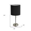 20" Silver Metal Table Lamp LED With Black Drum Shade